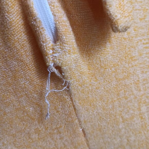 Small Vintage 80's Orange Striped Terry Cloth Womens Romper Zipper & Belt Tie - Picture 6 of 8